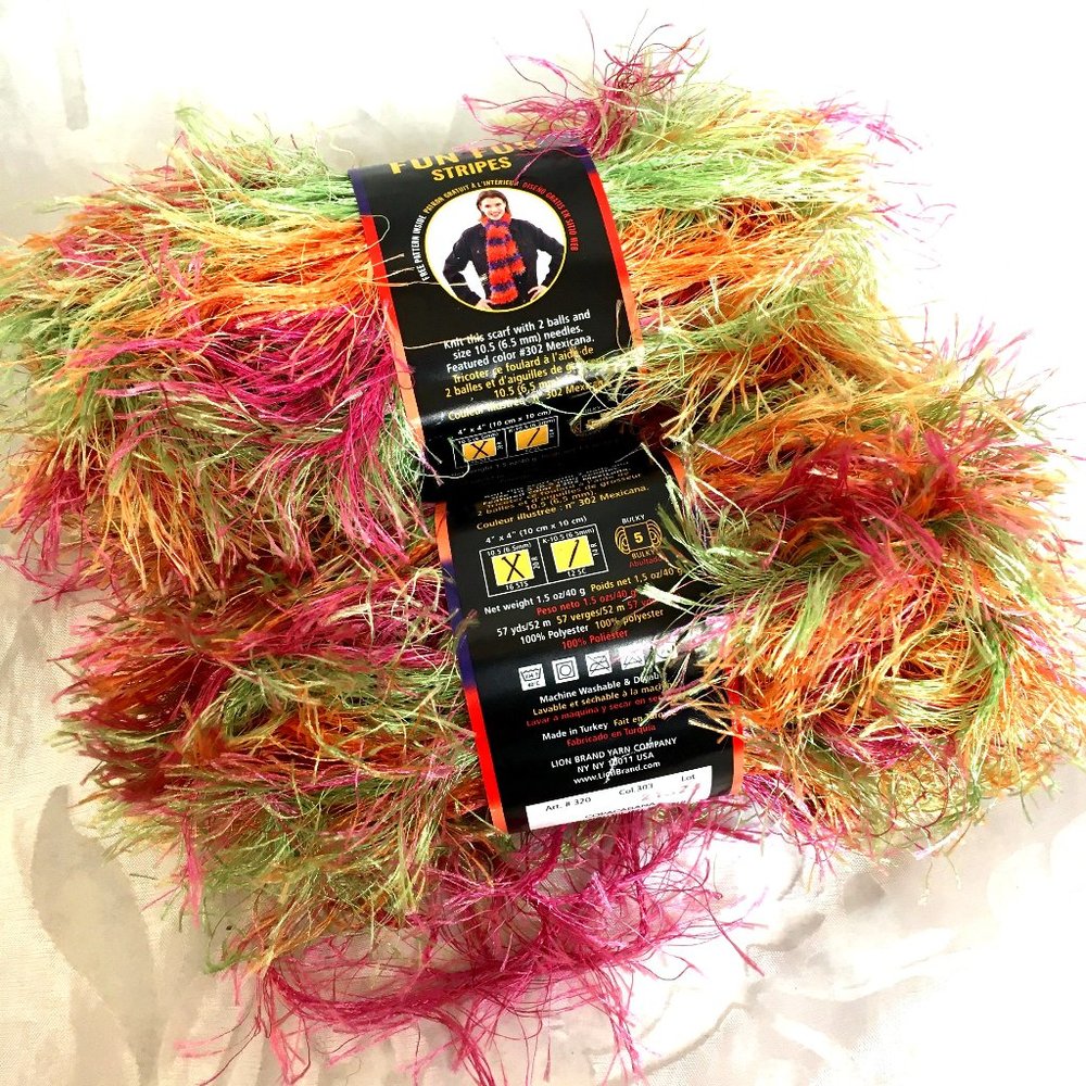 Copacabana Eyelash Yarn Fun Fur Lion Brand Yarn Bundle of 2